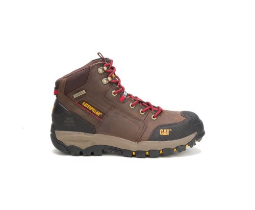 Botas De Trabajo Caterpillar Navigator Mid Waterproof Steel Puntera Hombre Brown/Red | Argentina PL